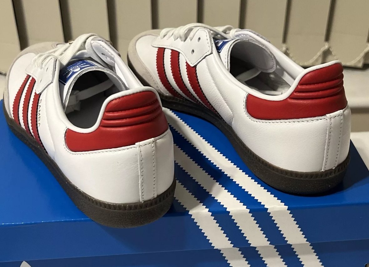 Adidas Samba Bajos Blancos/rojos - Imagen 3